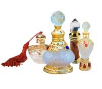 Perfume Glass Bottles with Metal and Beads Decoration