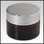 Amber Glass Cream Jar with Silver Cap. Capacity: 40ml(1 1/3oz)