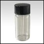 Clear glass vial w/black cap and glass rod applicator.  Capacity: 9ml (1/3oz)