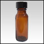 Amber glass bottle w/black cap. Capacity: 1/2oz(15ml)