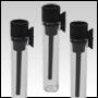 Perfume vial - 1 ml Clear glass perfume vial with Black plastic applicator.