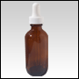 Amber glass bottle w/White Dropper. Capacity: 2.14oz(60ml)