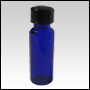***OUT OF STOCK***Cobalt Blue Glass Bottle with Black Cap.Capacity: 1/6oz (5ml) 