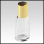 Clear roll-on bell shaped bottle with Gold cap. Capacity: 10 ml (1/3 oz)