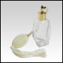 Diamond glass bottle with Ivory Bulb sprayer with tassel and golden fitting. Capacity: 2oz (60ml)