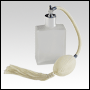 Frosted Elegant glass bottle, Ivory Bulb sprayer with tassel and silver fitting. Capacity: 2oz(60ml)