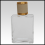 Elegant Clear glass bottle with Ivory Leather-type cap. Capacity: 61 mL (~2.06 oz).  