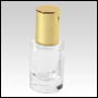 Clear roll-on tulip shaped bottle with gold cap. Capacity: 5 ml (1/6 oz)