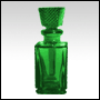 Green glass rectangular shaped bottle with glass stopper. Capacity : 9ml (1/3oz)