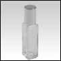 Tall Sleek square base glass bottle with Roll On and Silver Cap. Capacity: 8ml (~1/3 oz)