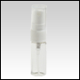3.3ml Clear Glass Bottle with White Spray Pump and Clear Cap. Good for use as a sample.