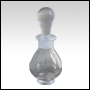 Clear glass teardrop shaped bottle with glass stopper.  Capacity : 9ml (1/3oz)