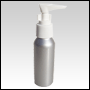 Silver Aluminum Lotion bottle. Capacity: 2oz (60ml).