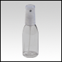 Plastic Bottle with Clear Spray Top and Clear Cap. Capacity: 1oz (28ml). 